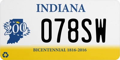 IN license plate 078SW