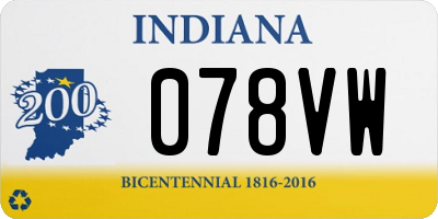 IN license plate 078VW