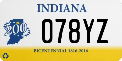 IN license plate 078YZ
