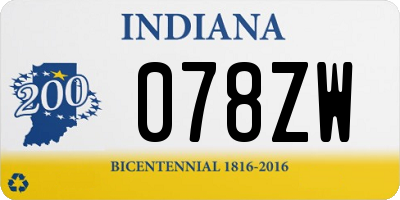 IN license plate 078ZW