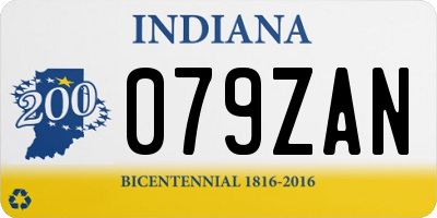 IN license plate 079ZAN