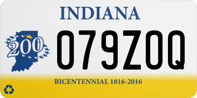 IN license plate 079ZOQ