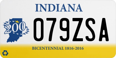 IN license plate 079ZSA