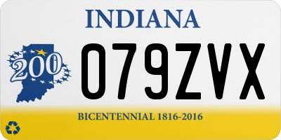 IN license plate 079ZVX