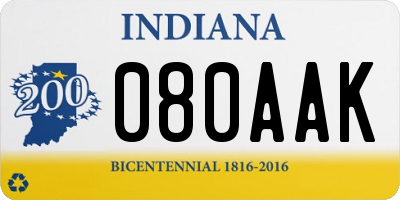 IN license plate 080AAK