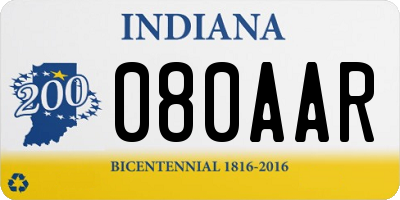 IN license plate 080AAR