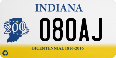 IN license plate 080AJ