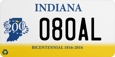 IN license plate 080AL