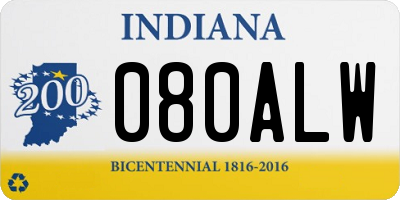 IN license plate 080ALW