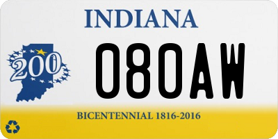 IN license plate 080AW