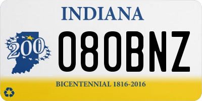 IN license plate 080BNZ