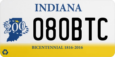 IN license plate 080BTC