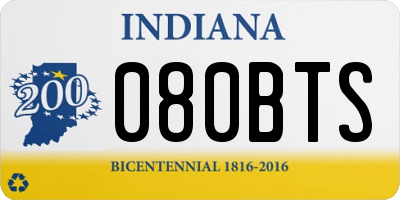 IN license plate 080BTS
