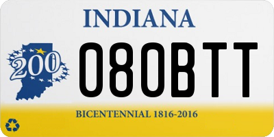 IN license plate 080BTT