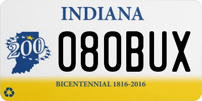 IN license plate 080BUX