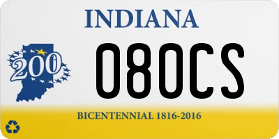 IN license plate 080CS