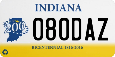 IN license plate 080DAZ