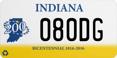 IN license plate 080DG