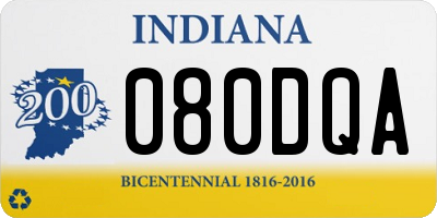IN license plate 080DQA