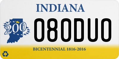 IN license plate 080DUO