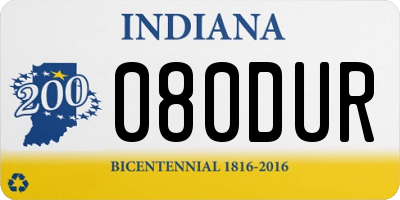 IN license plate 080DUR