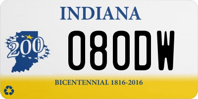 IN license plate 080DW