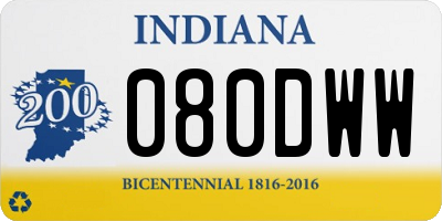 IN license plate 080DWW