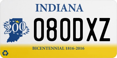 IN license plate 080DXZ