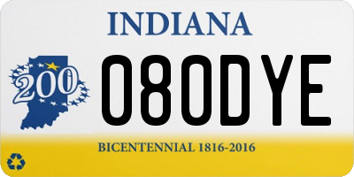 IN license plate 080DYE