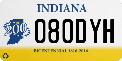 IN license plate 080DYH