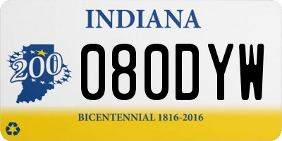 IN license plate 080DYW