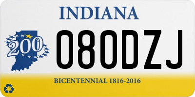 IN license plate 080DZJ