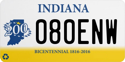IN license plate 080ENW