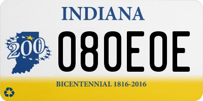IN license plate 080EOE
