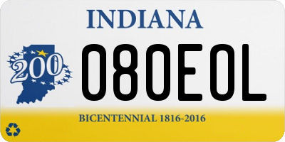 IN license plate 080EOL