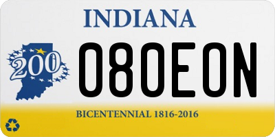 IN license plate 080EON