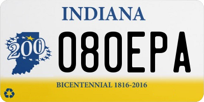 IN license plate 080EPA