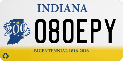 IN license plate 080EPY
