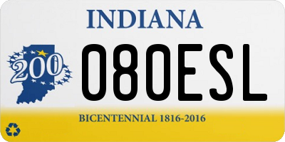 IN license plate 080ESL
