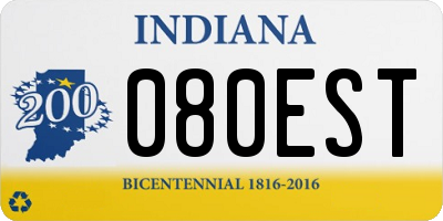 IN license plate 080EST