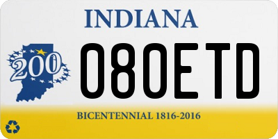 IN license plate 080ETD