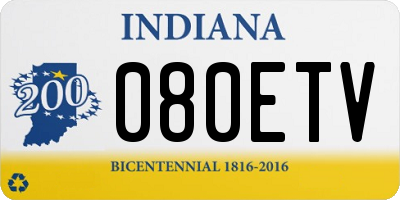 IN license plate 080ETV