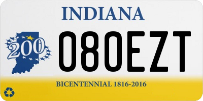 IN license plate 080EZT