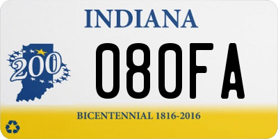 IN license plate 080FA