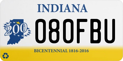 IN license plate 080FBU