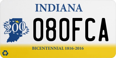 IN license plate 080FCA