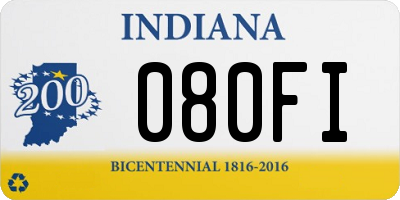 IN license plate 080FI