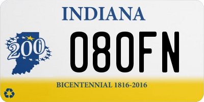 IN license plate 080FN