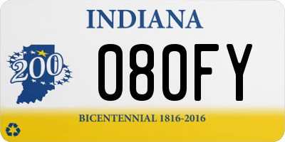 IN license plate 080FY