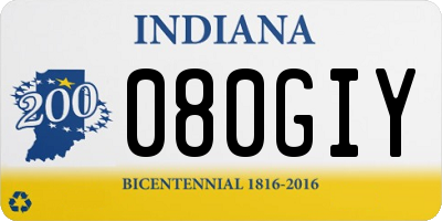IN license plate 080GIY